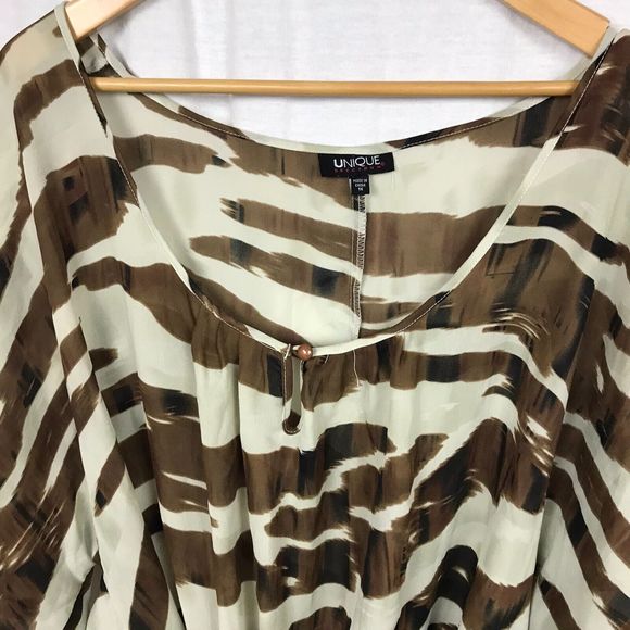 Unique Spectrum Women's Zebra Striped Button Front Blouse Tie Waist Size 1X - Picture 2 of 6